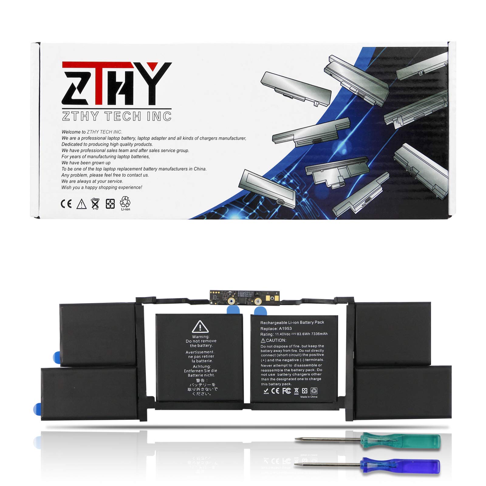 ZTHY A1953 Laptop Battery for MacBook Pro 15