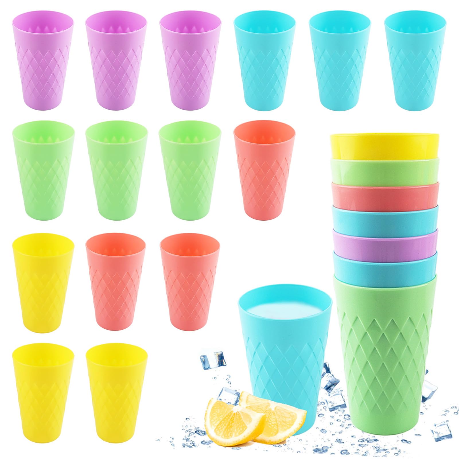 12er Set Mehrweg Kunststoffbecher & Kunststoffteller Trinkbecher Plastikteller E - Foto 8