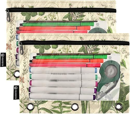 Miniatura 2 de Carpeta de hierbas botánicas antiguas con bolsillo para lápices, sobres de polietileno, carpetas transparentes para documentos con cremallera para