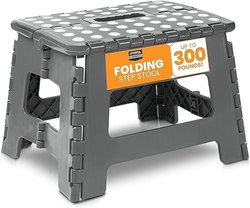 Utopia Home Taburete plegable  (paquete de 1) taburete de pie de 11 pulgadas de ancho y 11 pulgadas de alto, soporta hasta 300 libras, taburete
