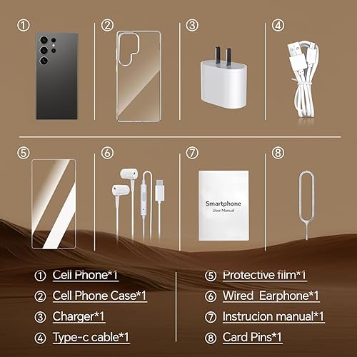 Miniatura 9 de Teléfono celular I25 Ultra desbloqueado, 8 GB+256 GB Snapdragon 8 Gen 3 Android Smartphone, batería de 68800 mAh, teléfono móvil de carga rápida,