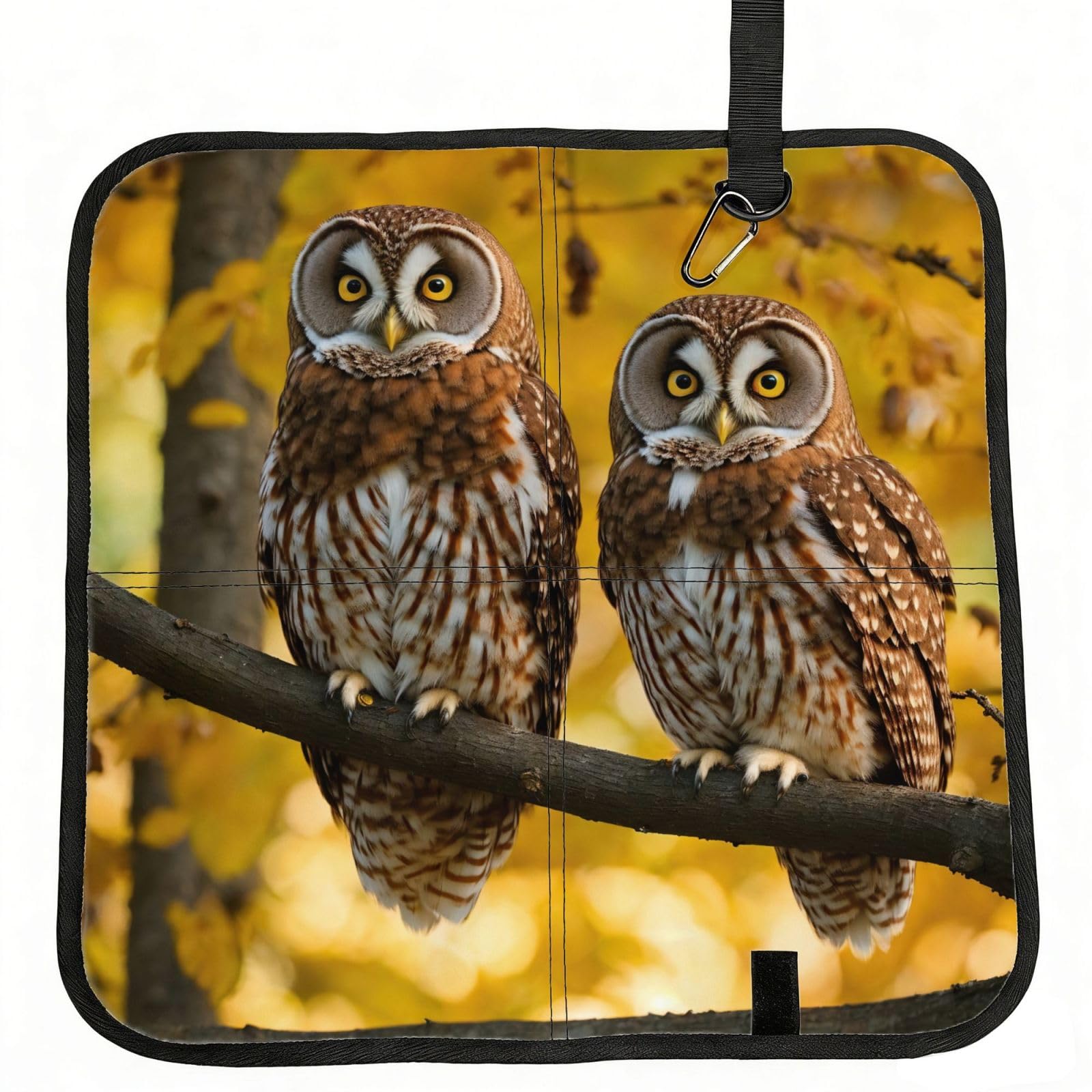 PPHGUT Cute Brown Cartoon Owls Print Foldable Seat Cushion Waterproof Portable Chair Pad Travel Outdoor Picnic Camping