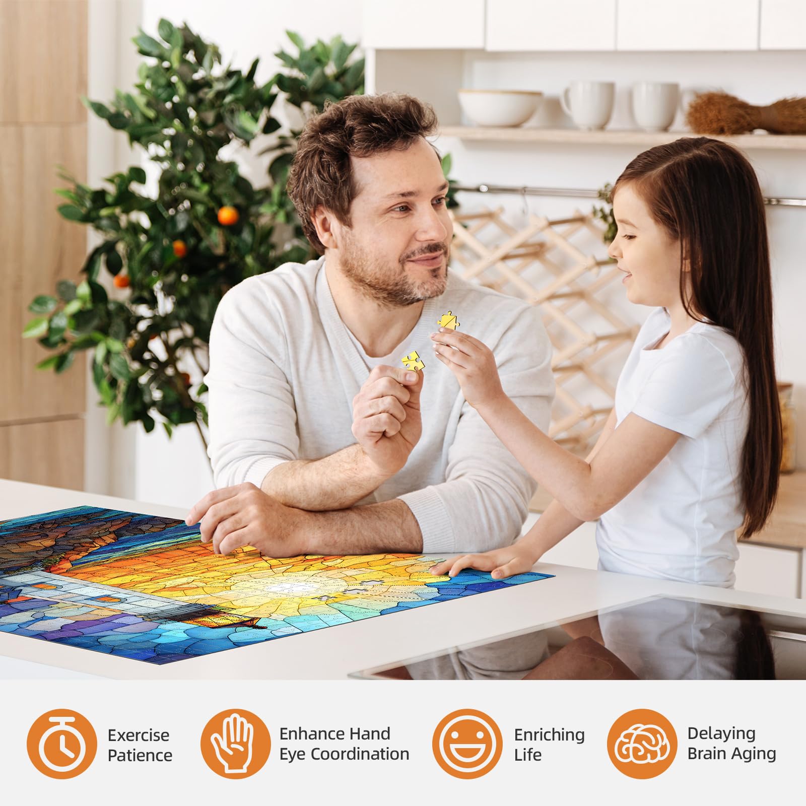 Puzzle coloré en vitrail – Puzzle Impossible de 1000 pièces pour Adultes – Puzzle d'aventure (50 x 70,1 cm)