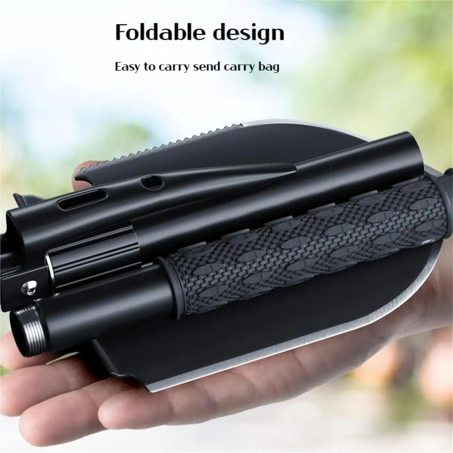 1pc Outdoor Small Foldable Camping Shovel, Multifunctional Hiking Entrenching Tool Portable Shovel(Green)