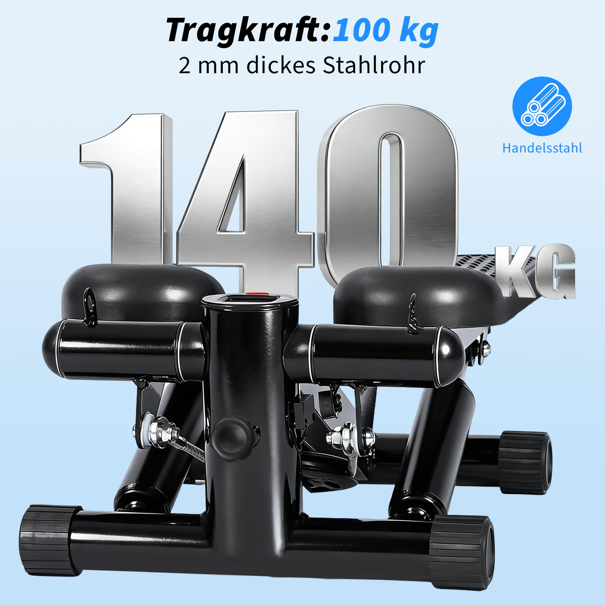 Mini Stepper - Stepper für Zuhause mit Power Ropes - 2-In-1 Ministepper für Beine & Arm - Widerstand Einstellbar - LCD-Display - Home Office Fitness Exercise