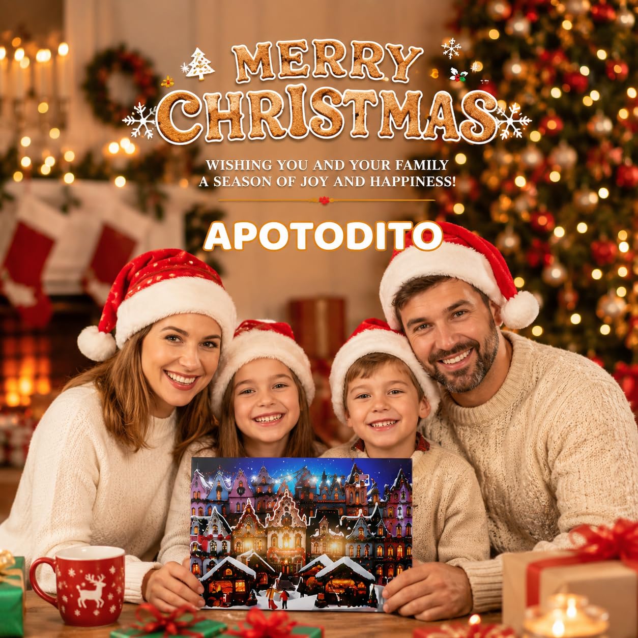 APOTODITO Pop Up Weihnachtskarten mit Licht und Musik, Lustige Weihnachtskarte, Weihnachtsgeschenke für Frauen Männer Weihnachten Silvester Neujahr