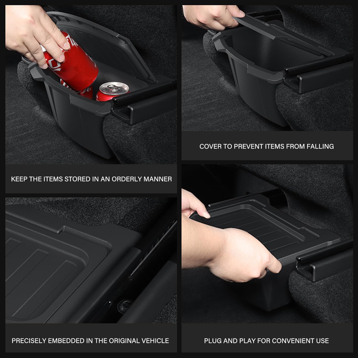 Caja de almacenamiento organizadora de consola trasera para Tesla Model Y Basurero 2025 2026 Modelo Y Juniper, accesorios debajo del asiento, cubo de basura con tapa antideslizante, asiento trasero
