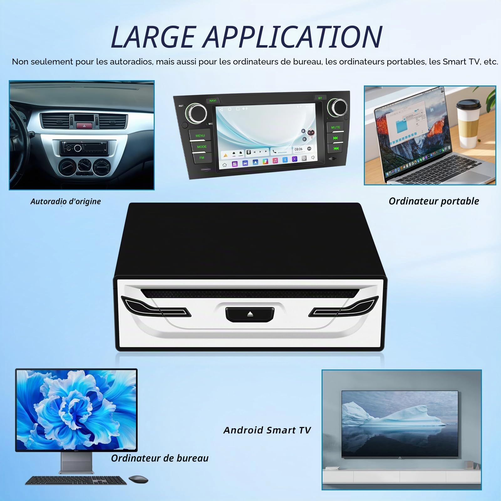 Lecteur CD/DVD externe pour voiture, ordinateur portable, TV et plus - Avec USB 2.0, Plug & Play, fonction anti-choc, compatible avec Smart TV, ordinateurs portables, tablettes (Android 4.4 et