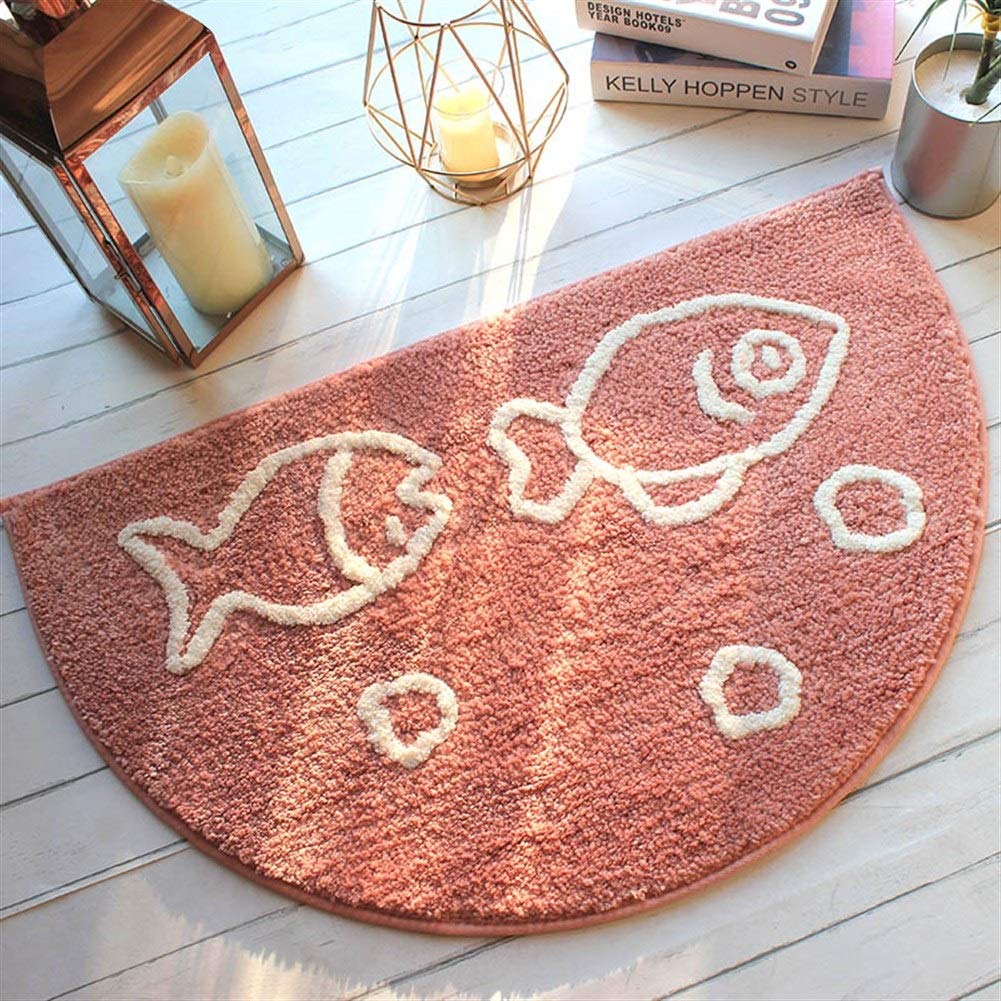 Tapis de Bain Demi Lune Absorbant Antidérapant Tapis de Douche Extra Doux Microfibre- Lavable Tapis de Porte pour Salle de Bain, Lavable Machine (Color : Pink, Size : 40x60cm)