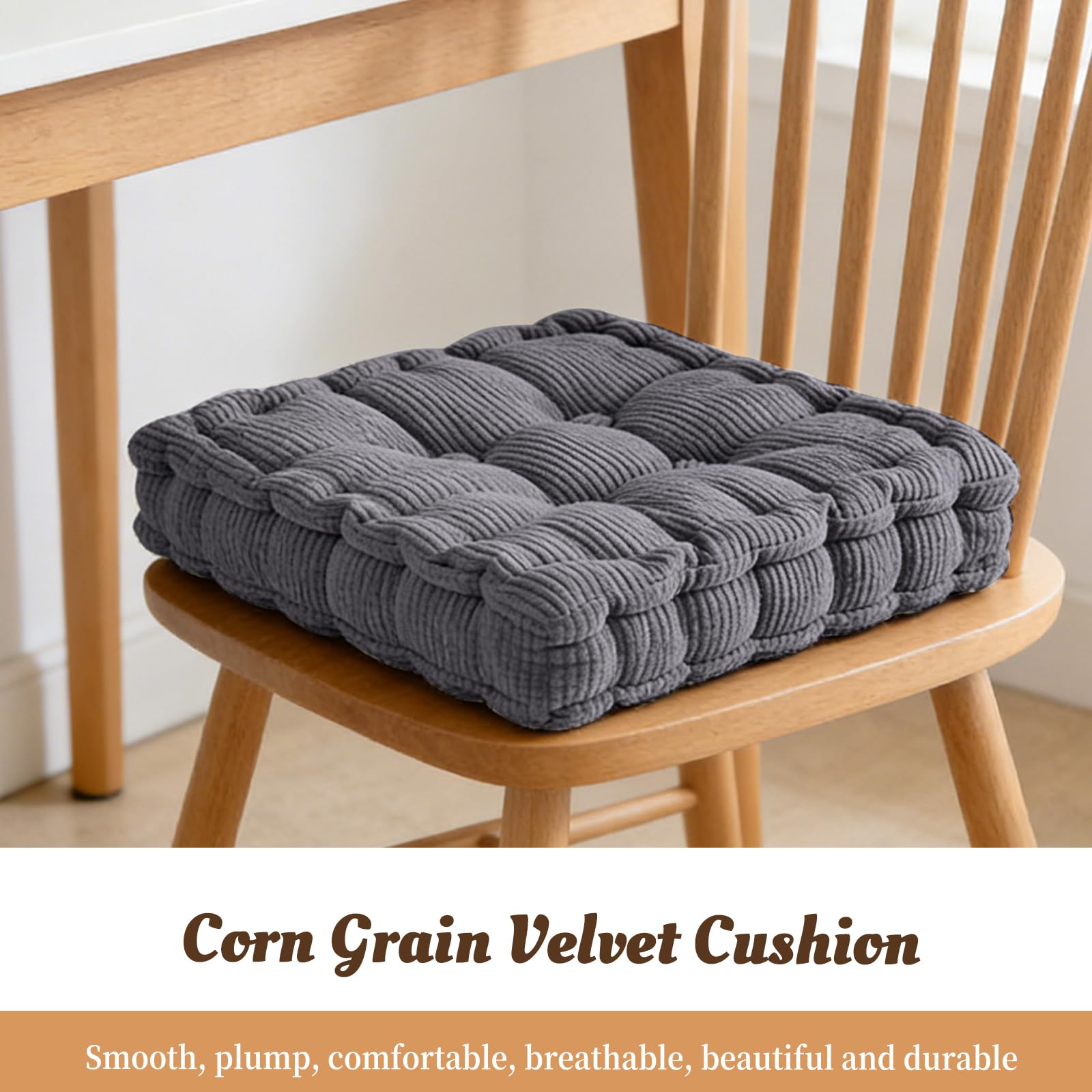 Juego de 2 Cojines de Asiento para Silla 40 x 40 cm, Cojín de colchón Grueso para Exteriores, 100% Algodón, para Interior y Exterior, Banco, Silla de Jardín,Cojines Suaves para Casa,Salón,Gris Oscuro