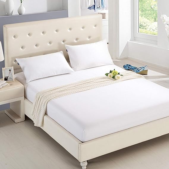 OYO BABY Waterproof Soft Terry Cotton Breathable Lycra Elastic Fitted Style Mattress Protector/Bed Cover - 60 x 72 Inch / 5 x 6 Feet / 152.5 x 183 CM, Small Queen Bed Size, White