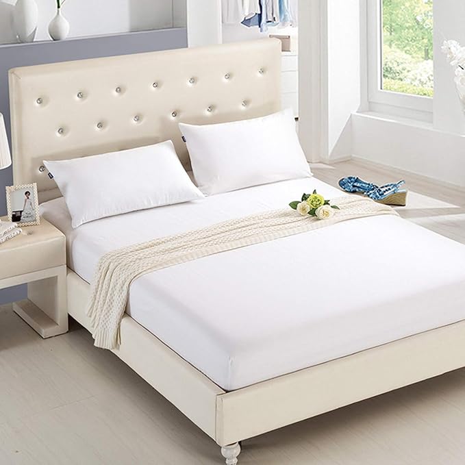 OYO BABY Cotton Feel Terry 78x72 inch Ultra Soft Waterproof Mattress Protector Double Bed Size | Breathable Hypoallergenic Mattresses Cover for Double Size Bed (78x72 inch | 6.5x6 feet, White)