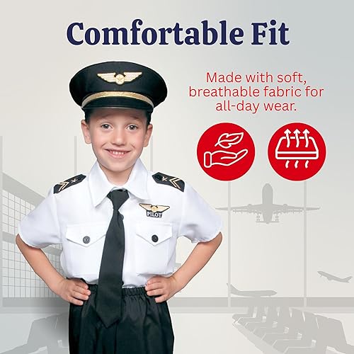 Miniatura 3 de Juego de disfraz de piloto de lujo para niños S 4-6 31 cintura 45 altura Blanco