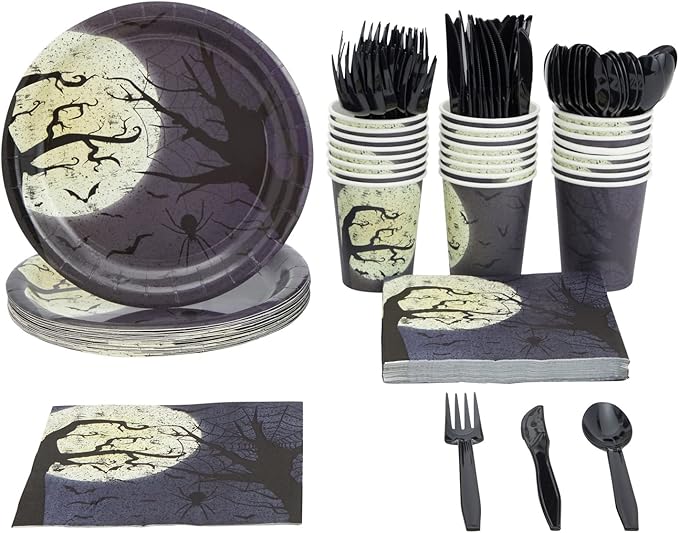 BLUE PANDA 144 Piece Halloween Dinnerware Set