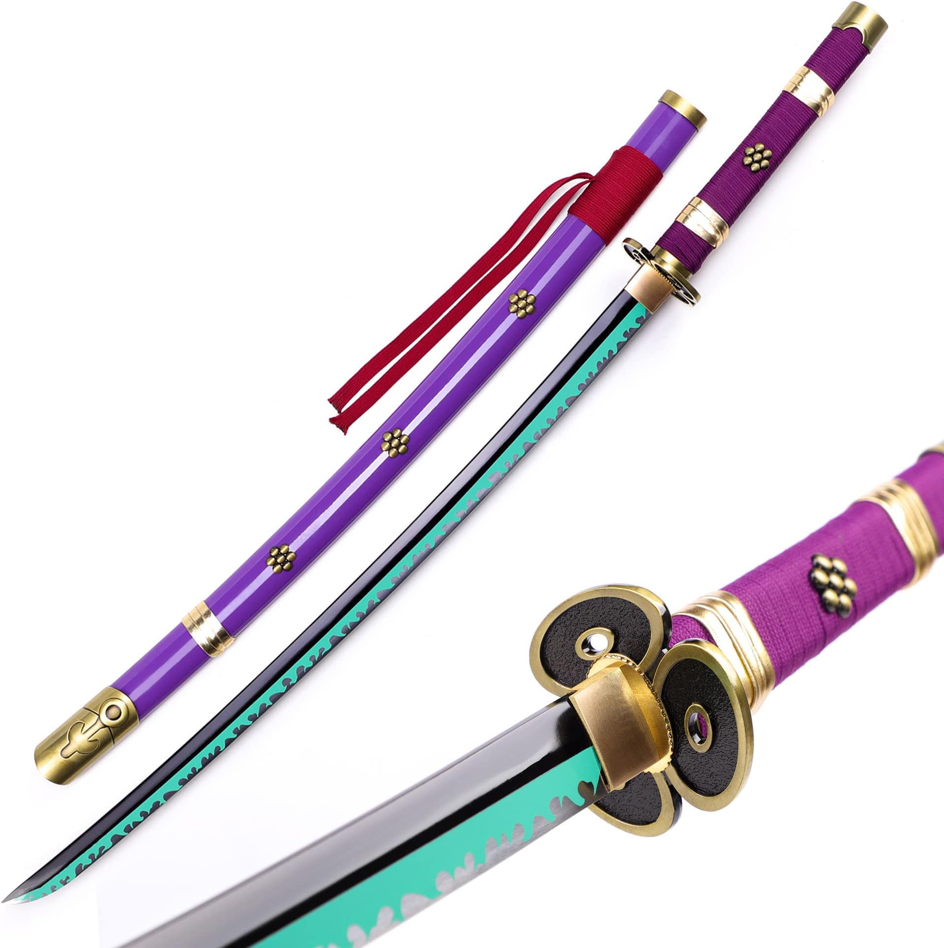 Hejiu Roronoa Zoro Katana, Yama Enma/Death Surgeon Trafalgar Law Anime Samurai Cosplay Sword, Handmade Japanese Katana, Replica Sword, Anime Original Texture, 1045 Carbon Steel About 41 inch Overall