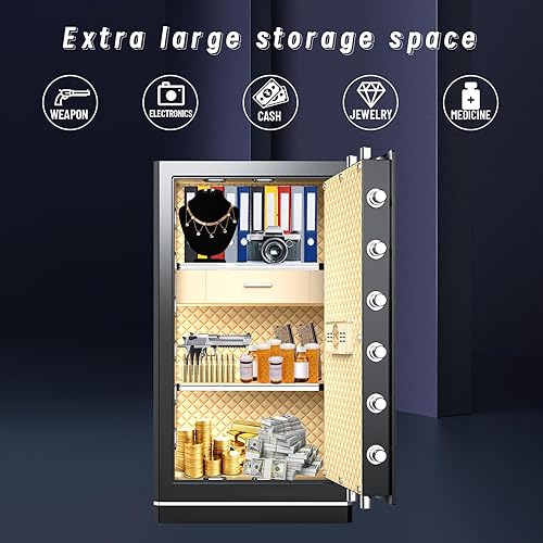 Miniatura 8 de FABAO Caja fuerte ignífuga grande de 8.1 pies cúbicos, seguridad digital para el hogar, a prueba de fuego, impermeable, con teclado programable,