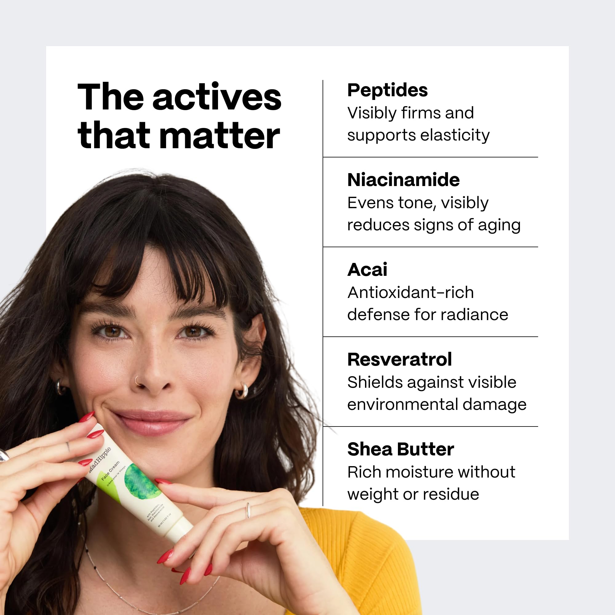 Mad Hippie Face Cream Anti-Aging Moisturizer with Peptides, Niacinamide & Argan Oil