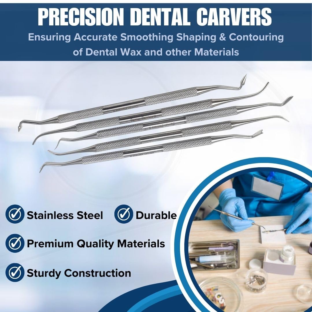 A2Z SCILAB Dental Pk Thomas Wax Carvers P.K 1, 2, 3, 4, 5 Restorative Double Ended Waxing Modelling Instruments 5 Pieces Set