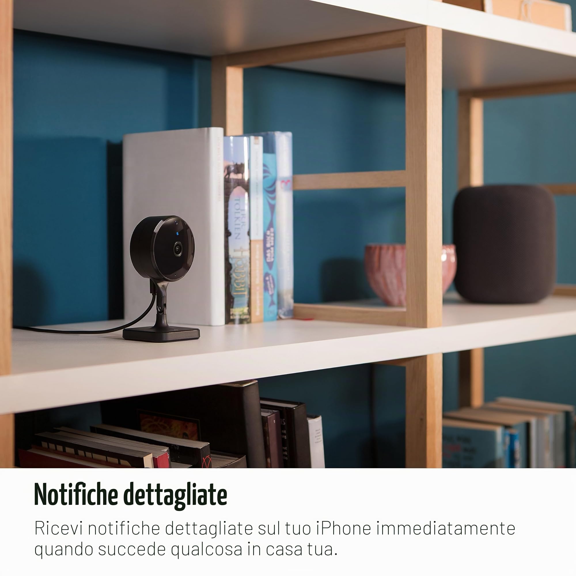 EVE Cam - Videocamera intelligente per interni, risoluzione di 1080p, privacy al 100%, Video sicuro di HomeKit, notifiche su iPhone, microfono e altoparlante, vista notturna, installazione flessibile