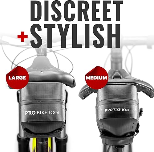 Miniatura 5 de PRO BIKE TOOL Bolsa de sillín de bicicleta, bolsa de ciclismo con correa para debajo del asiento para bicicletas de carretera o montaña, tamaño