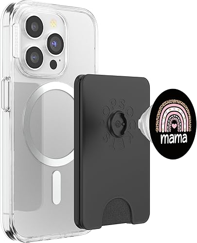 Miniatura 9 de PopSockets intercambiables con diseño de corazón rosa y estampado de leopardo para mamá, guepardo, negro