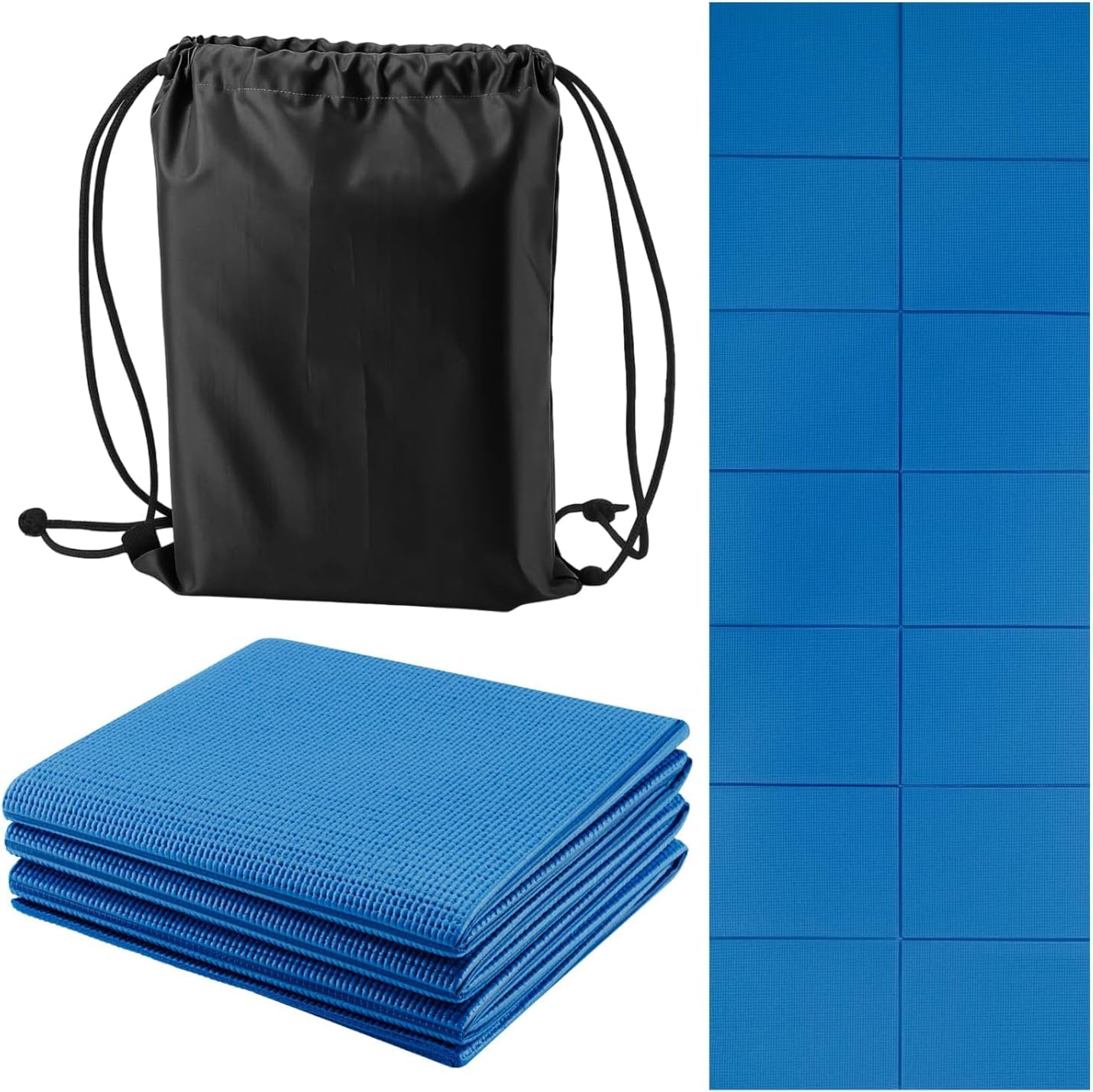 M.J COMFY-LIFE Travel Foldable Yoga Mat — 5mm Non-Slip Portable Exercise & Gym Mat for Yoga, Pilates, Travel & Fitness (Lightweight, Water-Resistant, Fits Backpack) — Unisex (Blue)