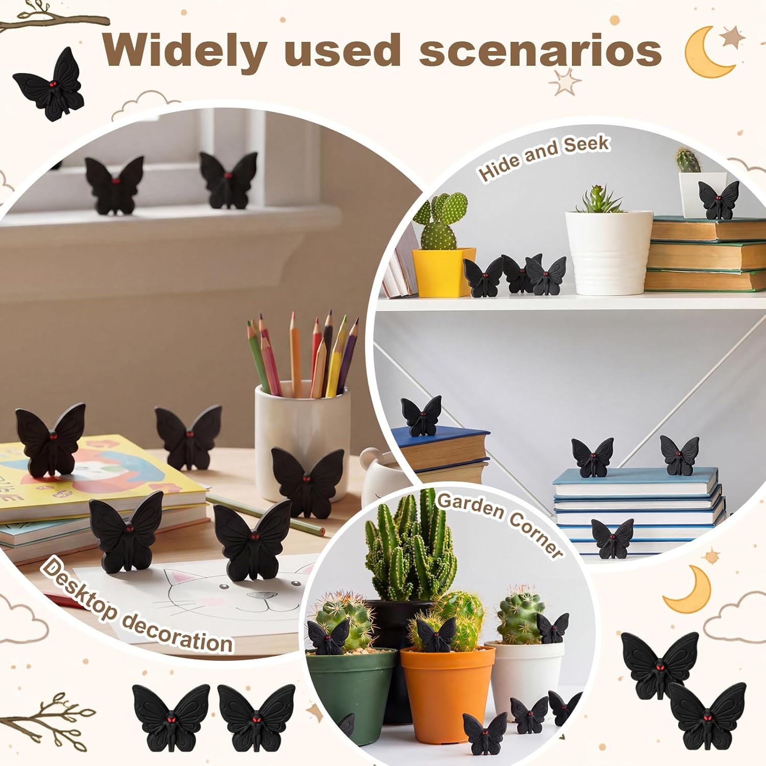 Chunful 50 Pcs Mini Mothman Figurines Tiny Moth Man Figures Bulk Small Mothman Statue Cute Cryptid Creature for Cake Garden Window Desktop Decor Hide Seek Birthday Party Gifts Collectibles
