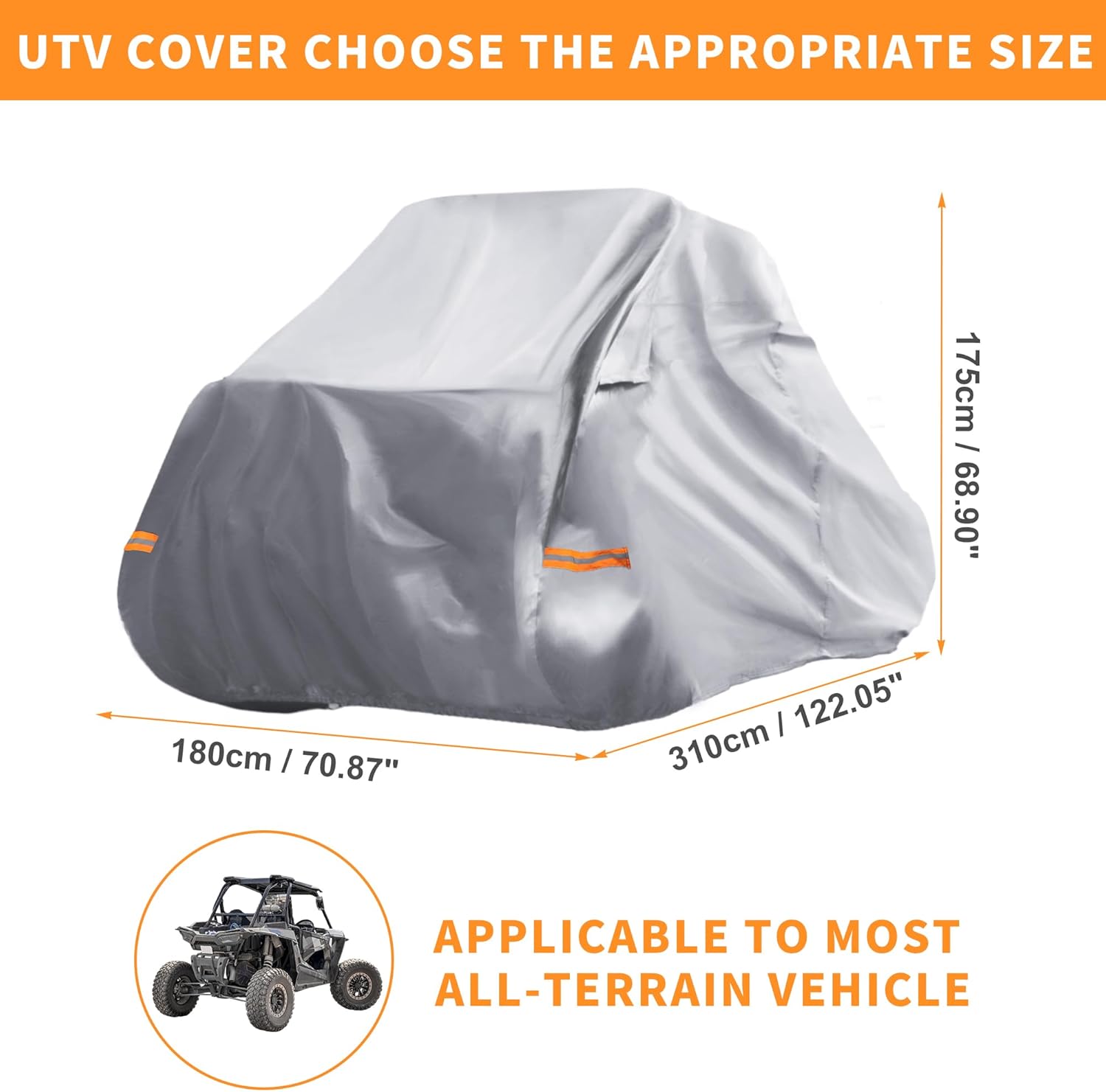 X AUTOHAUX 2 Seater UTV Cover for Honda Talon 1000r/1000x/1000xs/1000rs Sport Waterproof Side by Side Cover Fits 122.05" Lx70.87 Wx68.90 H UTV Models Full Protection 210D-PU Silver Tone