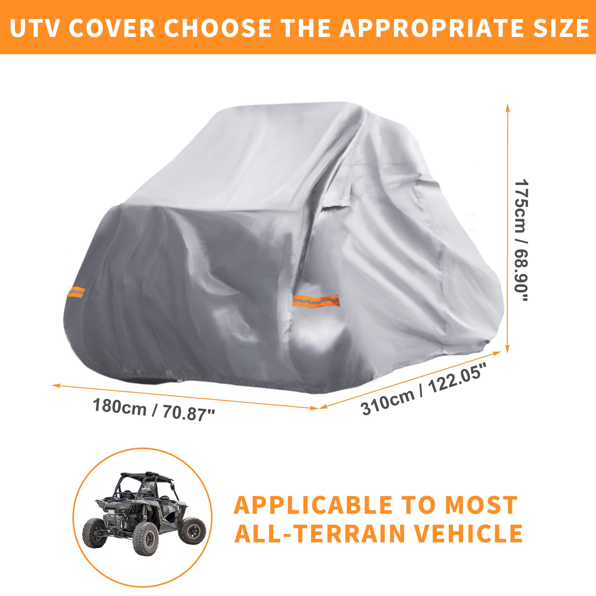 QUARKZMAN UTV-Abdeckung Für Polaris Wasserdicht Outdoor 1Stk 210D-PU | Für Honda, Größe 310x180x175cm, PU-Beschichtung, Zweifaden-Naht, UV-Schutz, Winddicht, Aufbewahrungstasche