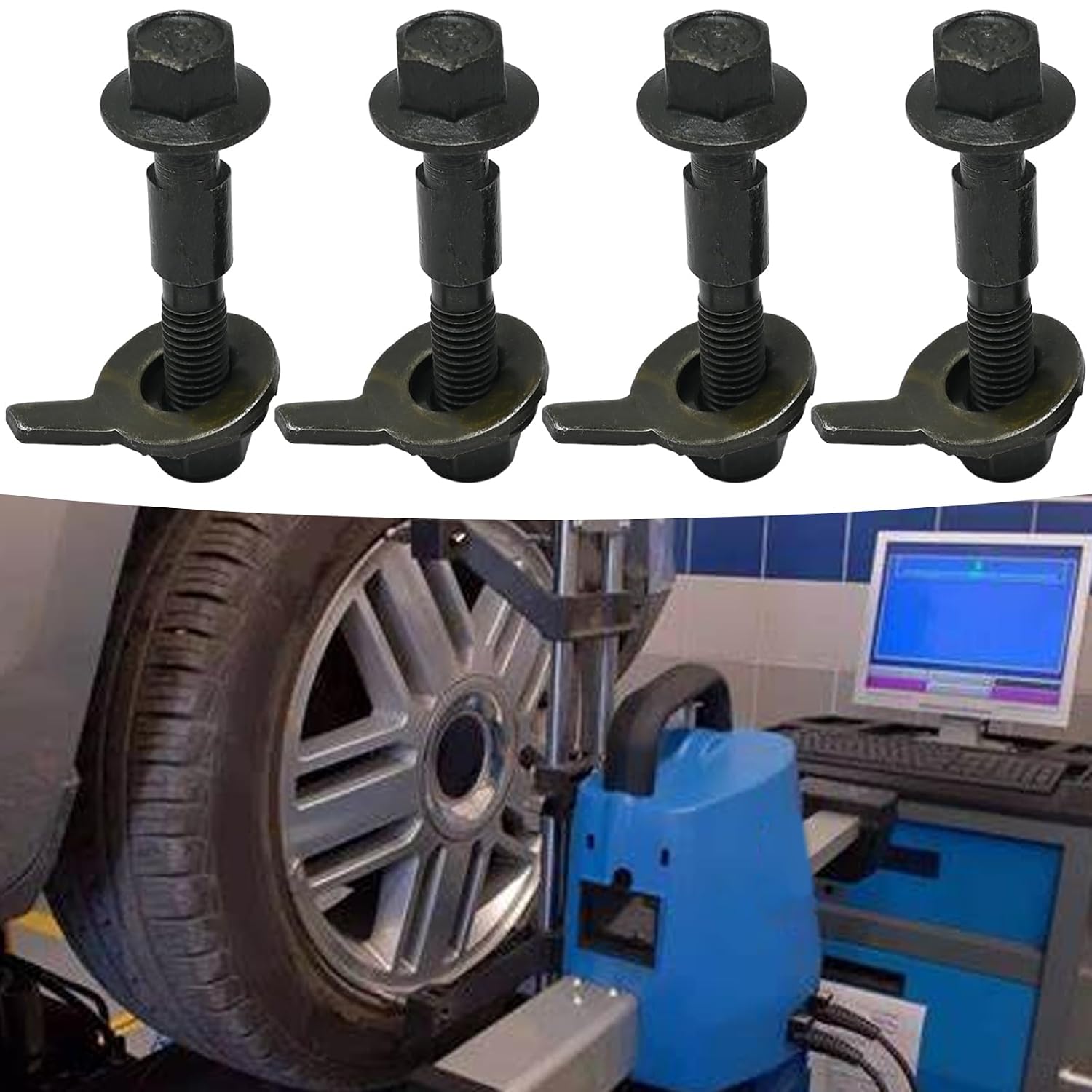 4 Pcs 12mm Cam Bolt Kit Four Wheel Alignment Adjustable Camber Kit Replacement for Vehicles Tire Galvanizing Steel
