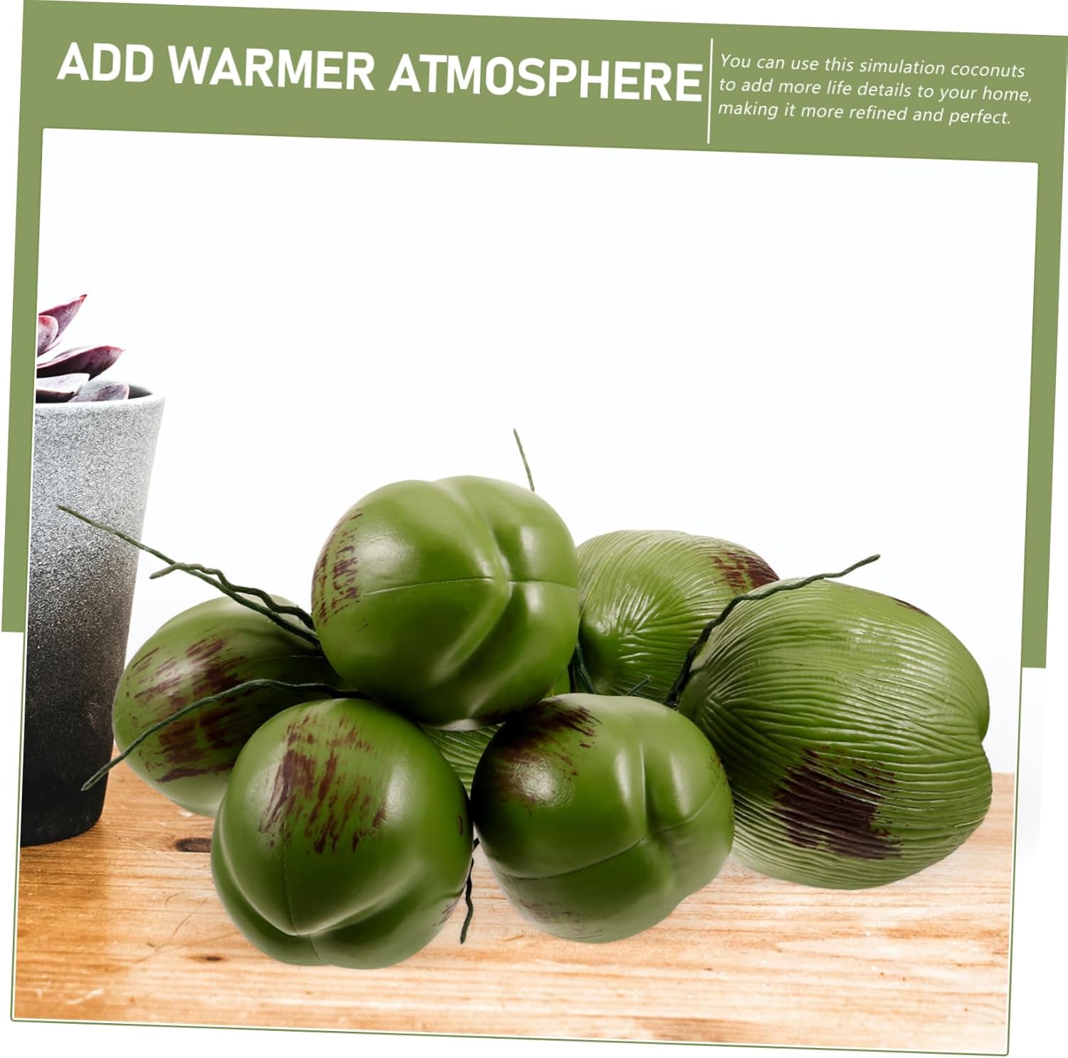 1 Bunch Simulated Coconuts Adornment Artificial Tropical Fruit Model Plastic Fake Coconuts for Party Display Home Garden Wedding Decoration