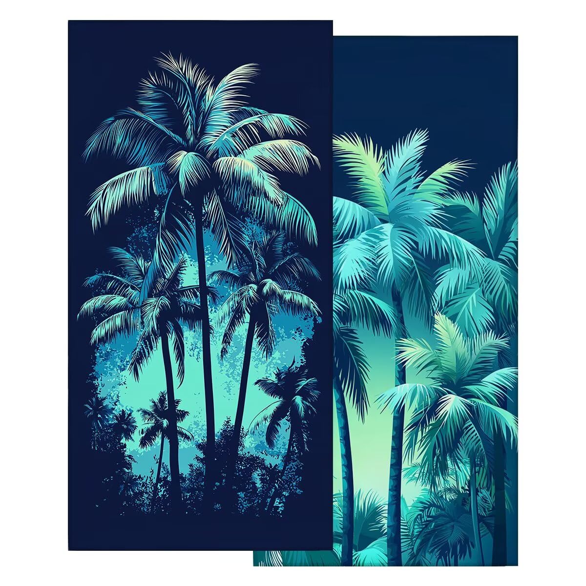 Serviette de Plage XXL 90x200 cm, Lot de 2 Serviette de Bain Microfibre, Anti Sable Serviettes Plage, Séchage Rapide Drap de Bain pour Homme Femme, Portable Fine Serviettes pour Fitness (Arbre) -3869