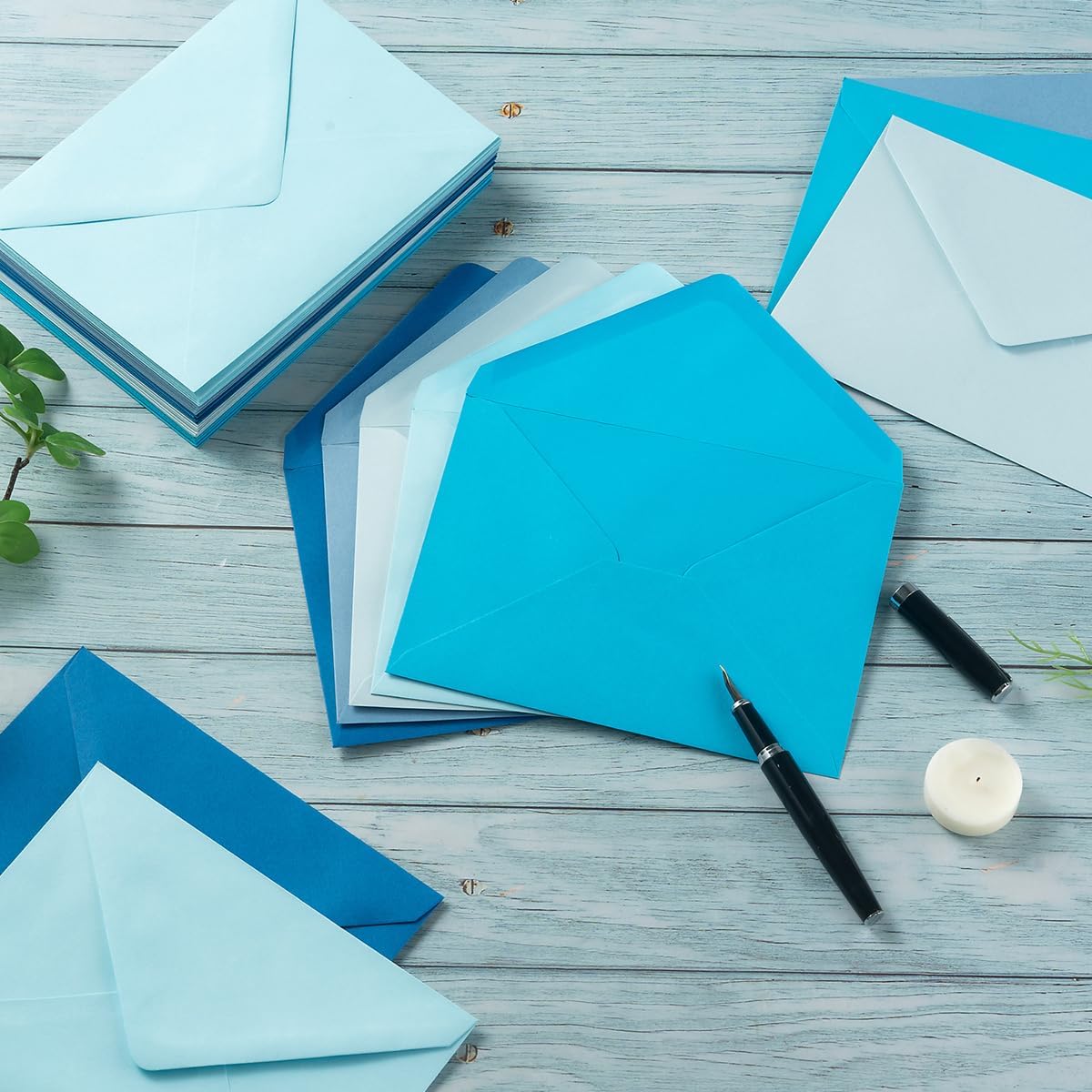 100 Pieces A7 Envelopes with Gold Stickers 5 Colors 5.24 x 7.24 Inches for Wedding Cards, Birthday, Baby Shower, Invitations (5 Blue, 5 1/4 x 7 1/4 inches) - Image 6