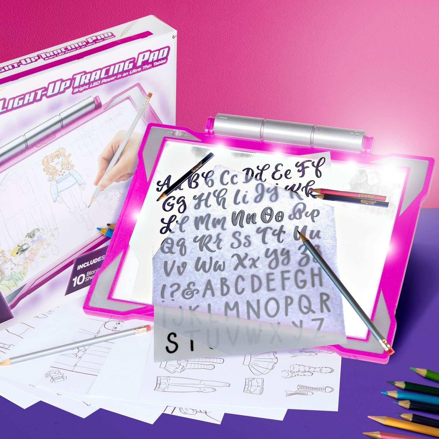 Crayola - Lavagna Luminosa per Disegnare, Tavoletta Grafica per Ricalcare, Disegnare e Colorare, Portatile, Più di 100 immagini diverse, Gioco Creativo Educativo 6+