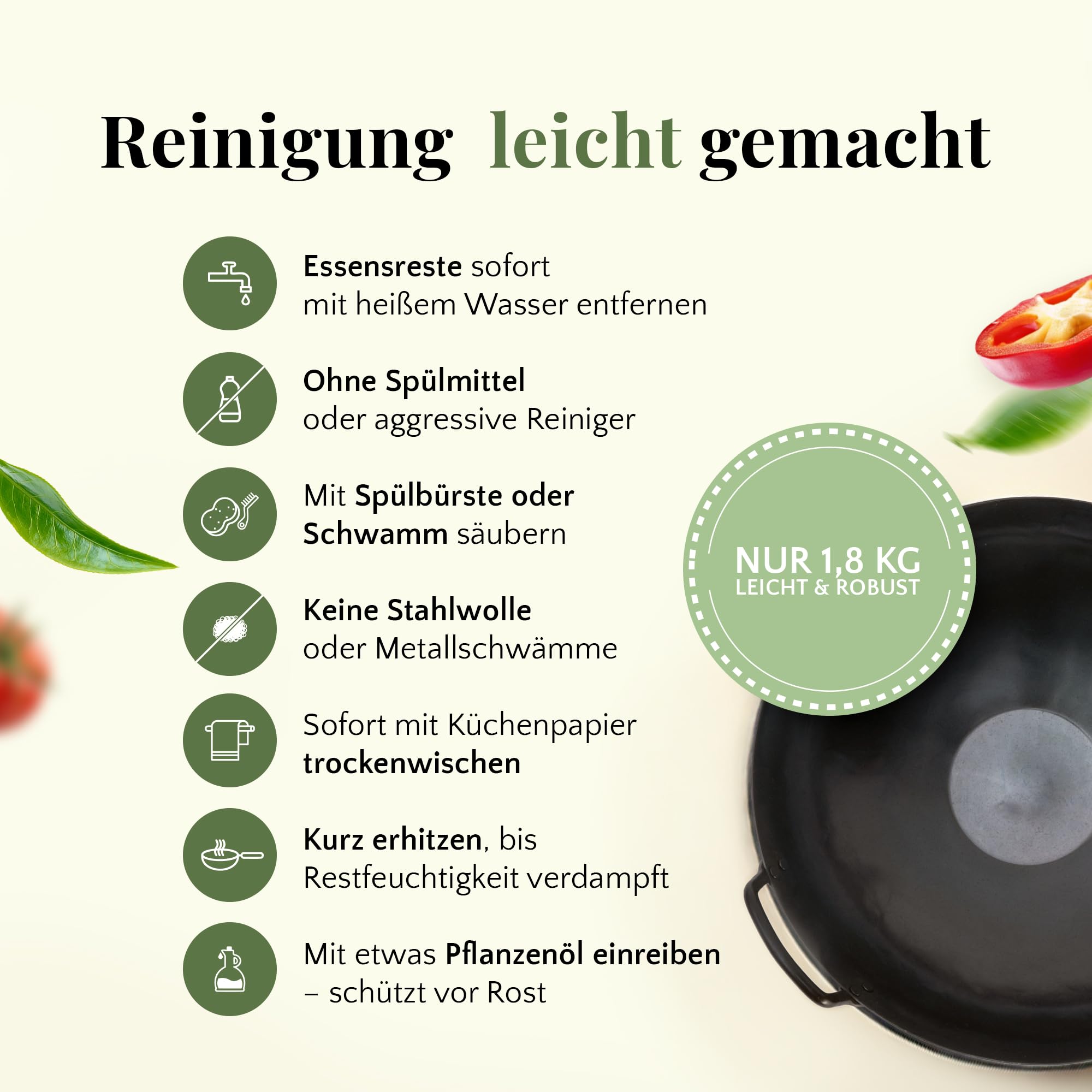 pasoli Wok 36 cm - Carbonstahl - Wokwender 37 cm - Bundle