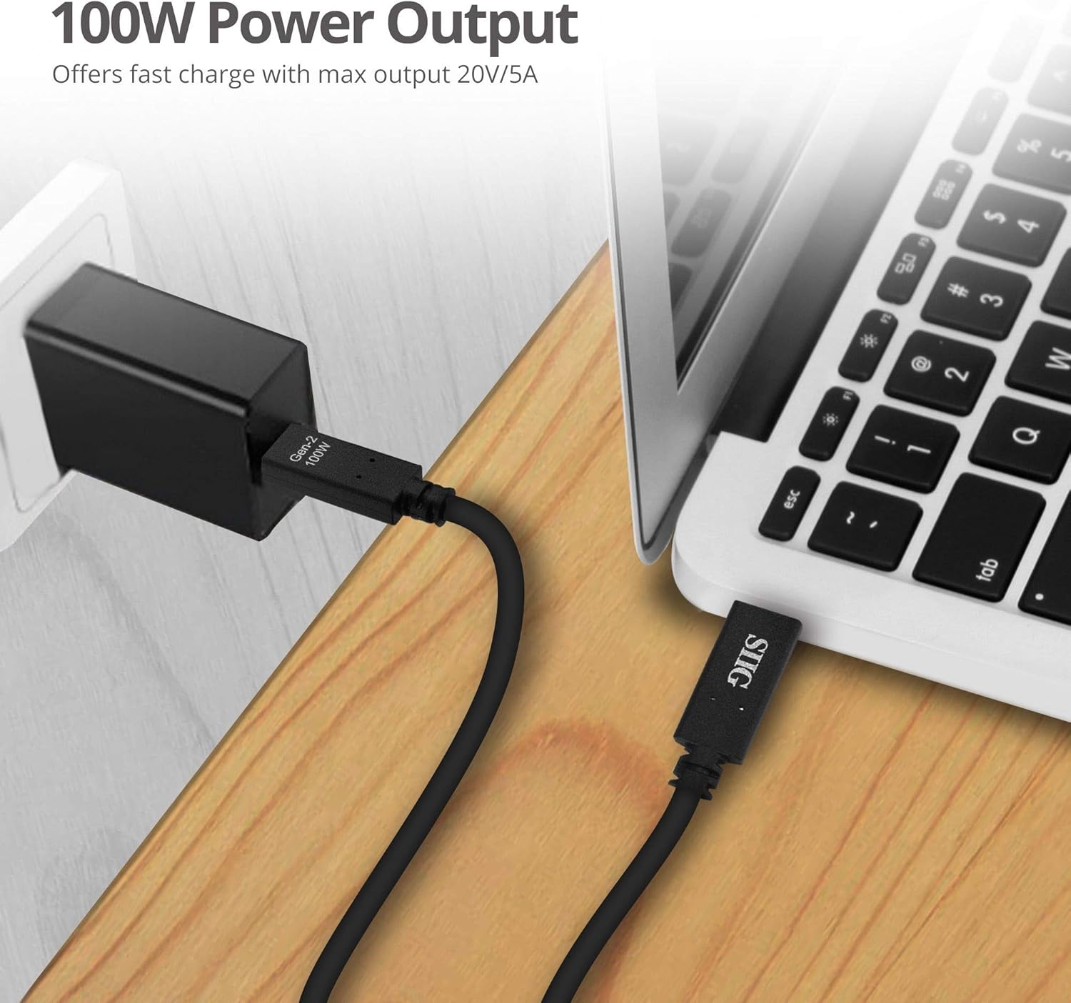 SIIG USB-C Cable 100W 3.3ft, USB-C to USB-C Fast Charging, 4K@60Hz, USB 3.1 Gen 2 up to 10Gbps, USB-IF Certified, Thunderbolt 3 Port Compatible with MacBook, iPhone 15/15 Pro, iPad, Galaxy S23, Black