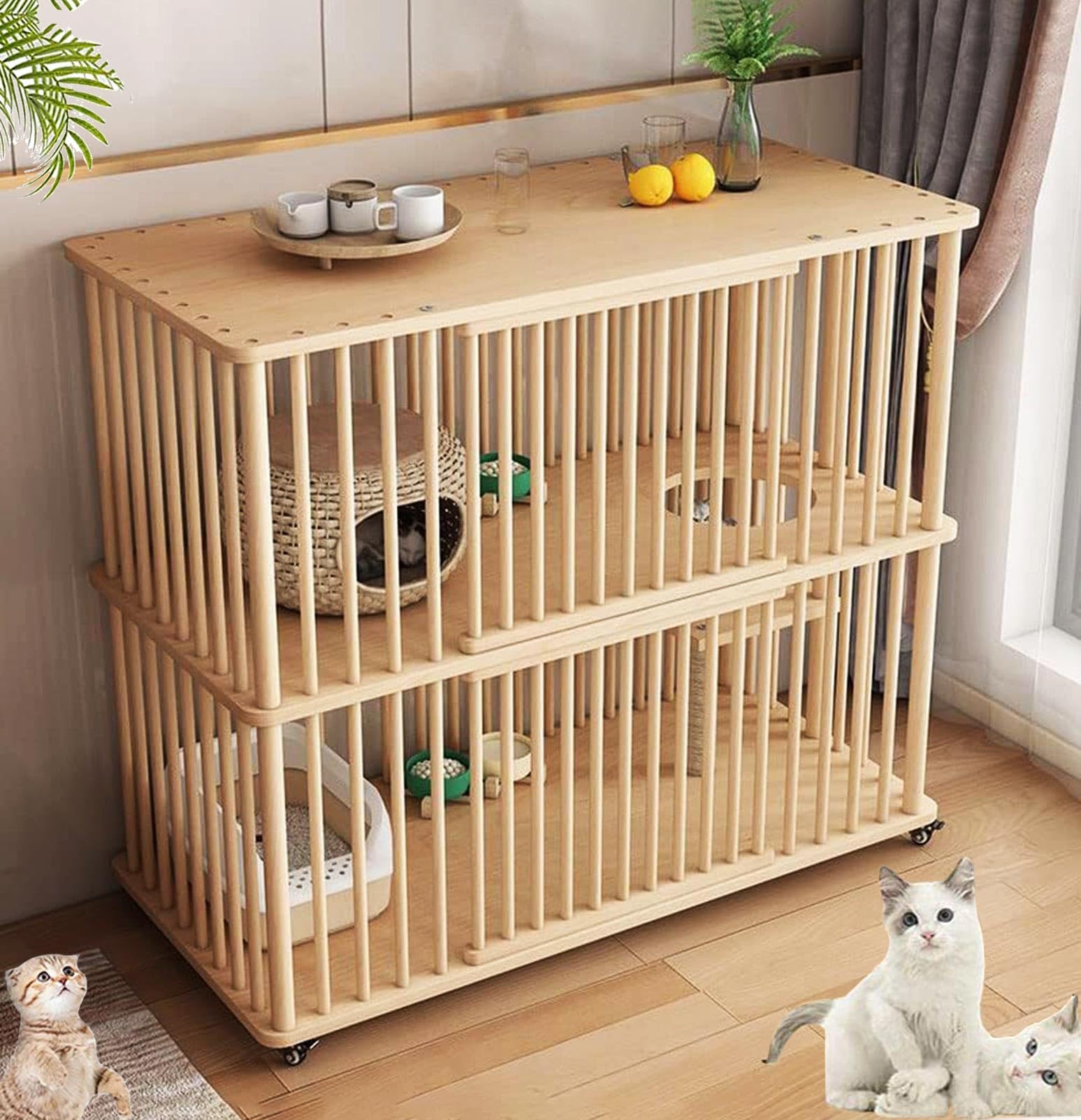 木製キャットゲージ　ほぼ未使用 木製キャットゲージ ほぼ未使用