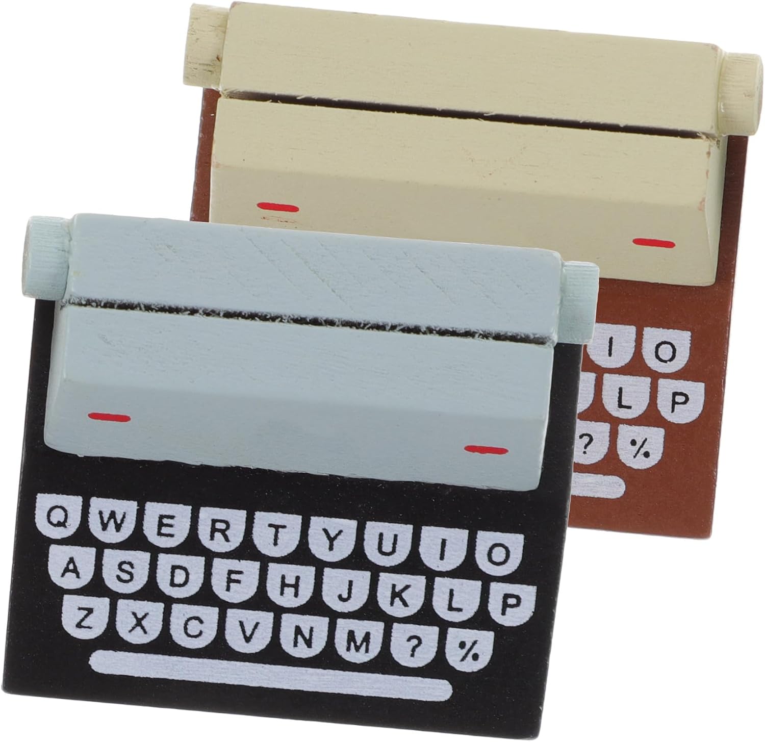 Typewriters Style Desktop Photo Clips 2Pcs Wood Memo Holder for Notes