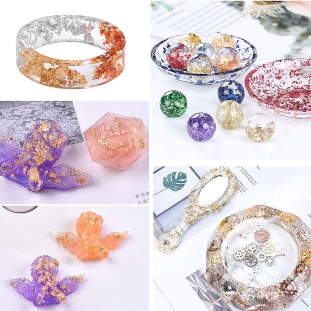SOFEA 6 Colors Gold Leaf Gilding Resin Flakes Metallic Foil Flakes Painting Resin Arts