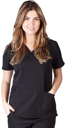 Ultra Soft Scrubs - بلوزة نسائية بمقشرين، أسود 38784-X-Small