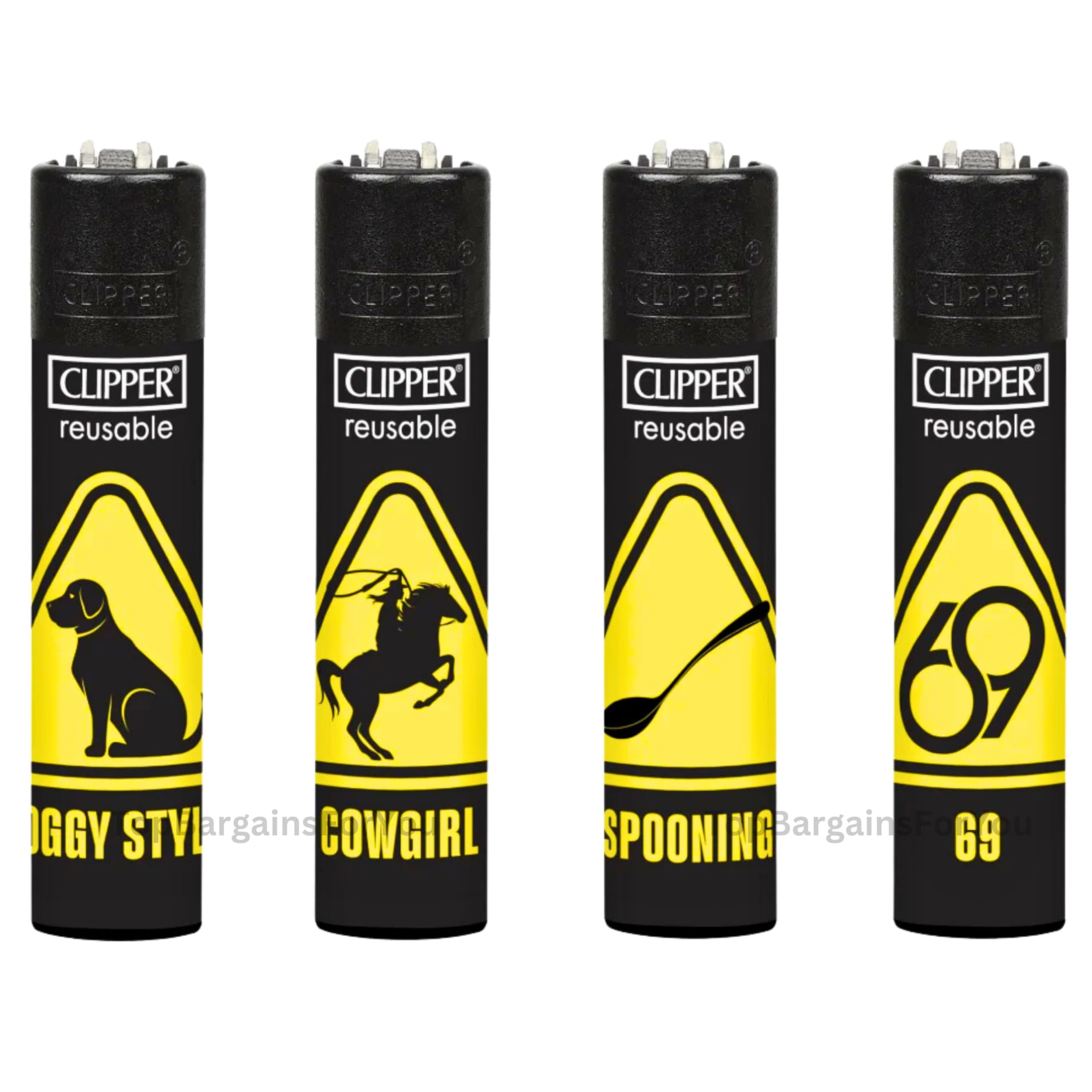 Zactly - 4 x Clipper Lighters KAMASUTRA 3 Design Set Refillable Gas Lighters, Rare Limited Edition