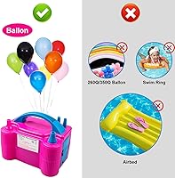 Vista 5 de Siasky Electric Balloon Pump, Portable Dual Nozzle Electric Air Balloon Pump Inflator Blower Machine for Party Decorations, Rose Red 110V 600W with