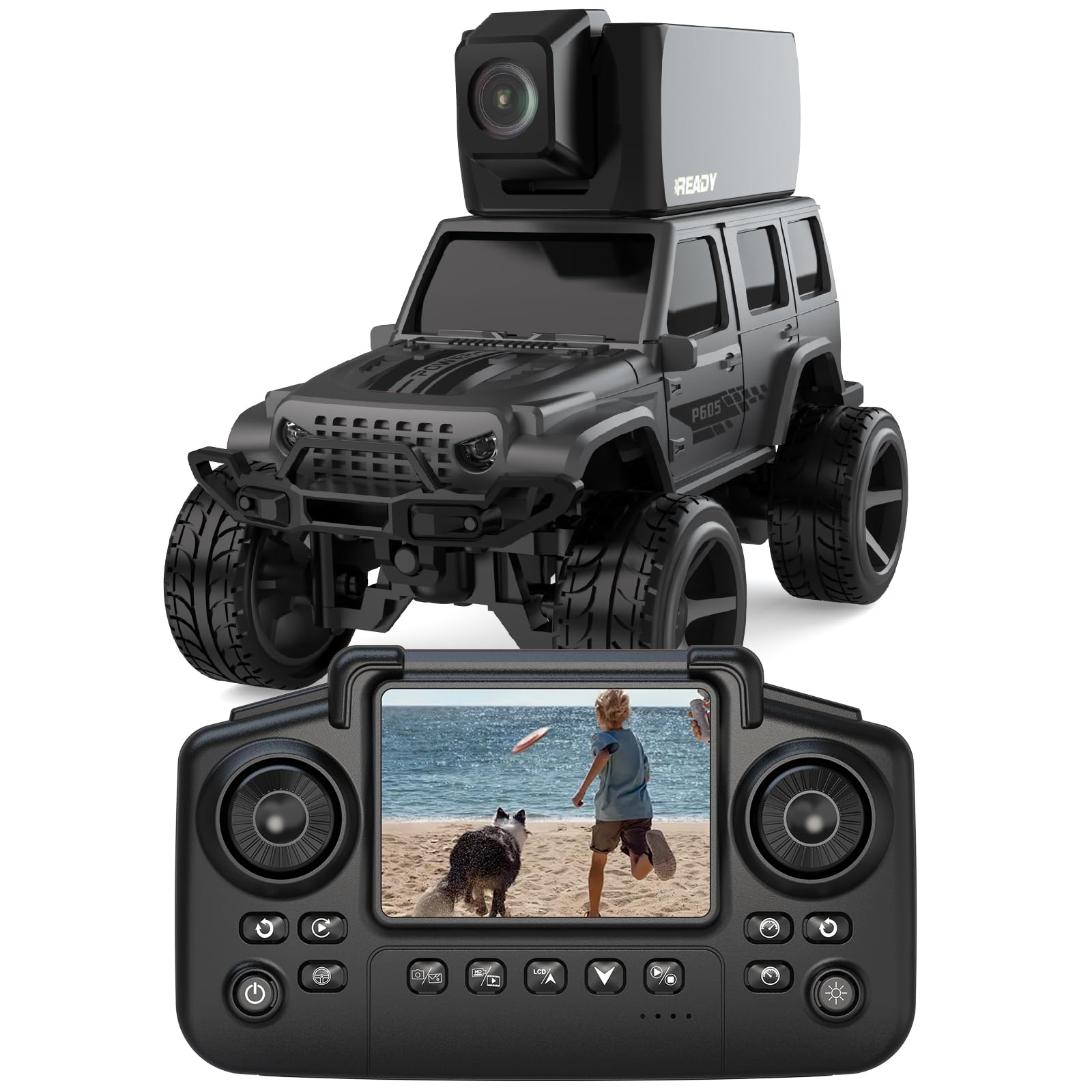 1/64 Camioncino Radiocomandati con Telecamera schermo LCD per Bambini | Indoor 2.4GHz, Camion con Telecamera Magnetica 45°, App, 2 Velocità, Giocattoli per Ragazzi e Ragazze dai 6 ai 12 anni.