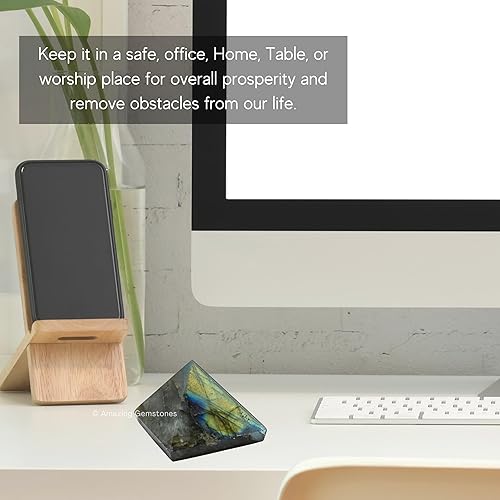 Miniatura 5 de Labradorite Pyramid Crystal Healing Stones - 1" Great Pyramid Figurine of Natural Stone Pyramid for Meditation, Reiki, Chakra Balancing and Crystal