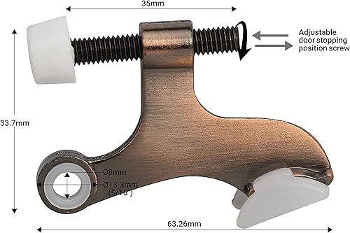 Vista 17 de Paquete de 5 tope de puerta Rok Hardware ajustable de alta resistencia con acabado de latón, ROKDSP1B
