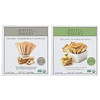 Vista 1 de Rustic Bakery Paquete de 2 bocadillos de pan plano + romero, pan plano Sel Gris + bocados de galletas de romero - Galletas de pan plano de masa