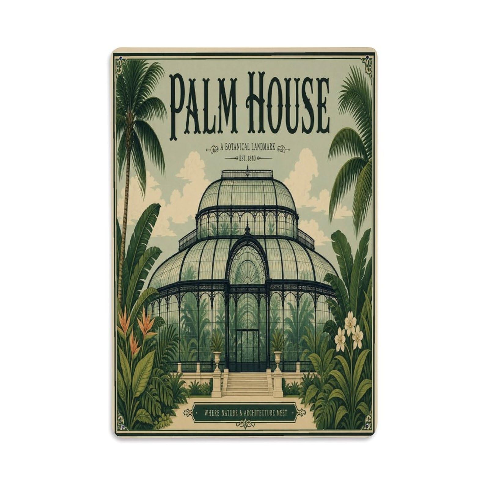 Belfast Botanic Garden Victorian Park Heritage Metal Tin Sign Plaque Wall Decor for Cafe, Man Cave, Club Bar, Office, Home Garden Round Metal Poster 8x12Inch