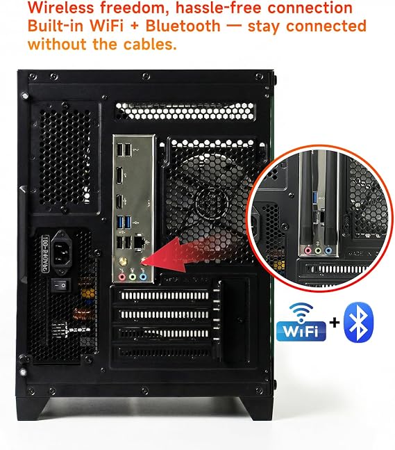 ALCPOK Gaming PC Desktop, AMD Ryzen 7 5700G 3.8GHz, 16GB DDR4 3200MHz RAM, 1TB NVMe SSD, 550W Bronze Power Supply, ARGB Fans,Tower Computer for Office,Photo Editing