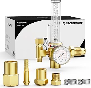 ARCCAPTAIN Argon/CO2/Helium Regulator, MIG and TIG Flow Meter Gas Regulator Gauge Welding Weld, 0-4000 PSI, 0-180+ CFH, CGA580 and CGA320 Inlet Connection