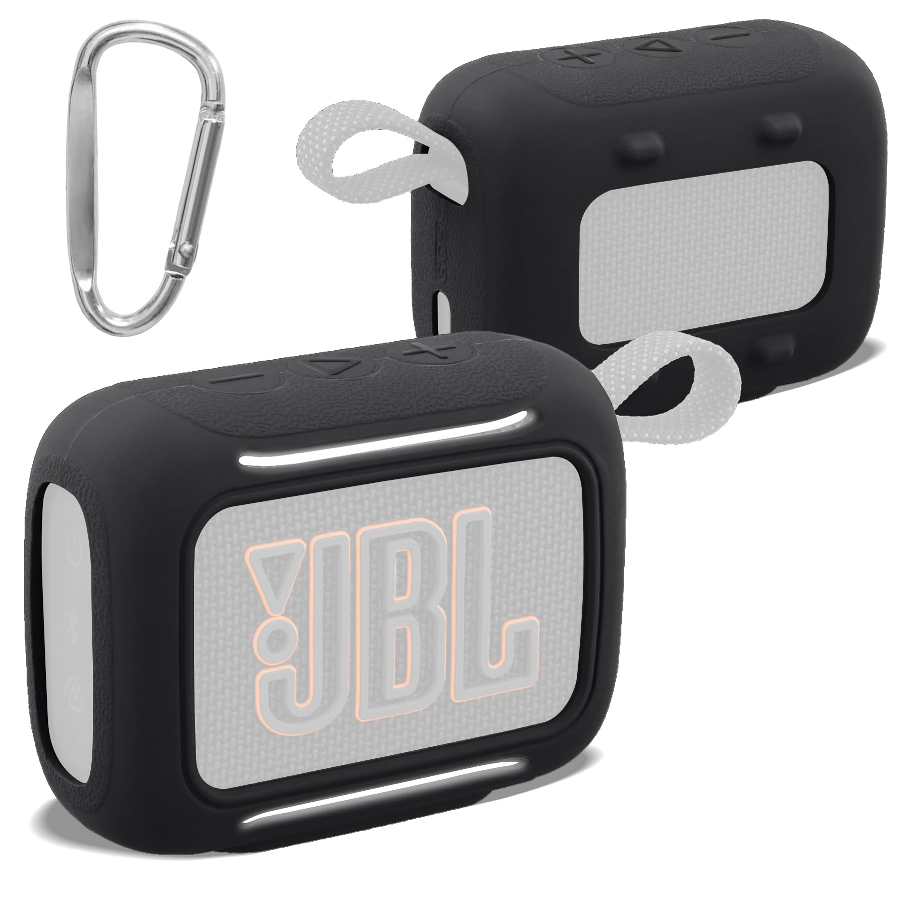 co2CREA Silicone Case for JBL Go 5 Bluetooth Speaker, Ultra-Light Shockproof Silicone Protective Cover Sleeve with Carabiner,Speaker Not Included